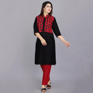 Washable Ladies Kurtis With Red Jacket Set