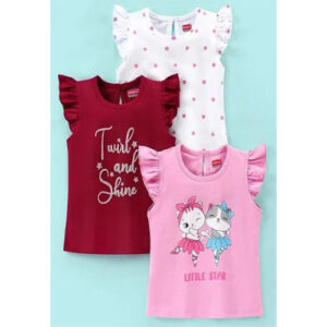 Round Neck Tee Girls Pack Of 3 Age Group: 0-24 Months