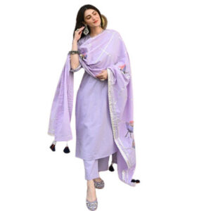 Ladies Kurti - Long Regular Fit, 3/4th Sleeve, Purple Plain Design | Anti-wrinkle, Breathable, Quick Dry, Machine Washable