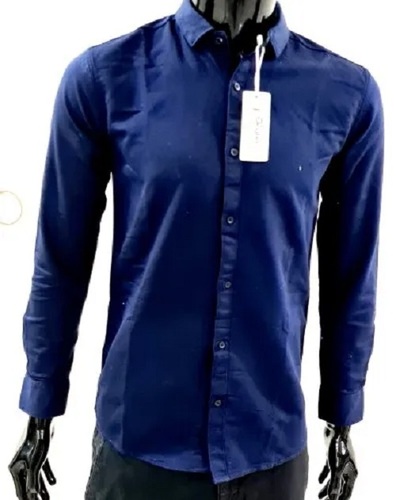 Cotton Slim Fit Long Sleeve Shirt - Classic Collar Neck, Available In Blue, Brown, Green, Red, Black, Navy Blue | Breathable, Washable, No Fade, Ideal For Casual And Formal Occasions